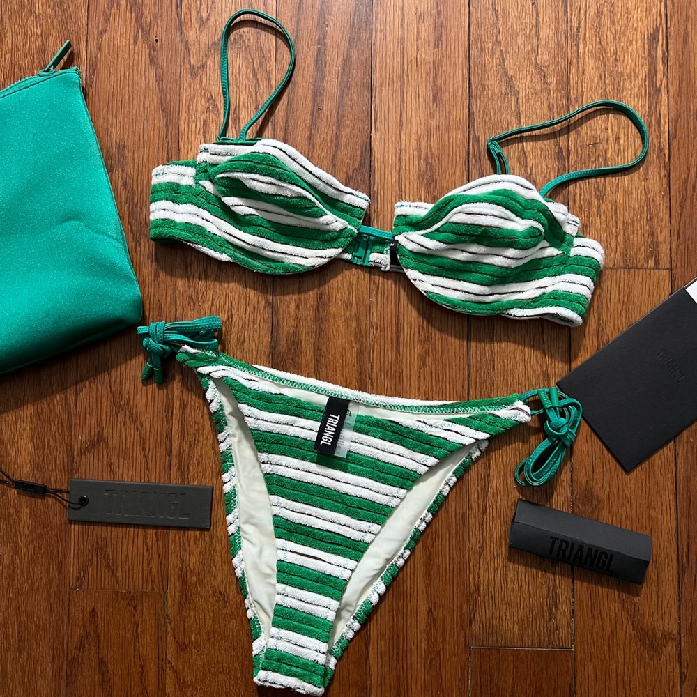 Triangl Swimwear Emerald and White Bikini